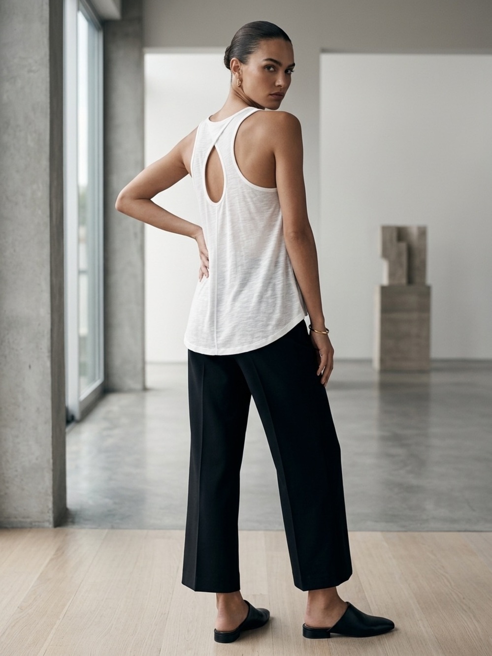Streetwear Society White Racerback Keyhole Crop Tank Top